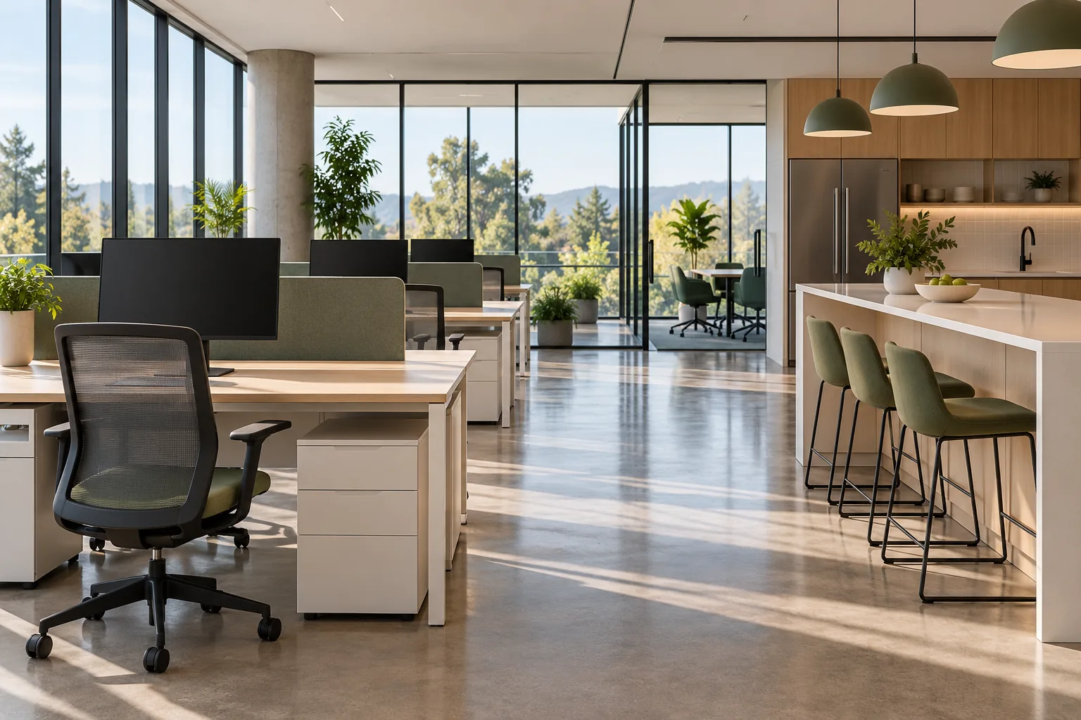 Clean, bright commercial lobby